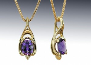 1.82Ct Amethyst In A Custom Designed 18K Yellow Gold Pendant