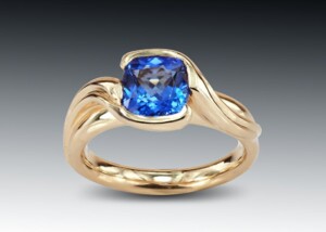 Cushion Tanzanite Swirl Ring