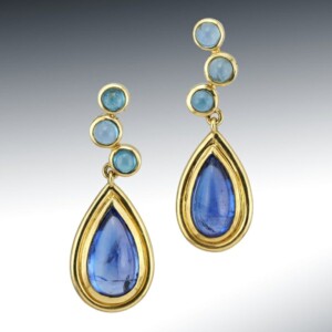 Tanzanite Tourmaline Cabochon Earrings