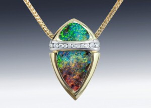 Double Opal Pendant With Diamonds 18K And Platinum