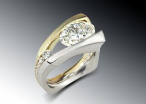 Two Tone Floating Diamond Ring