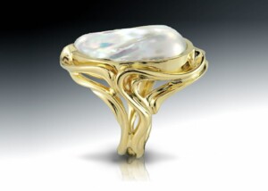 Large Art Nouveau White Pearl Ring