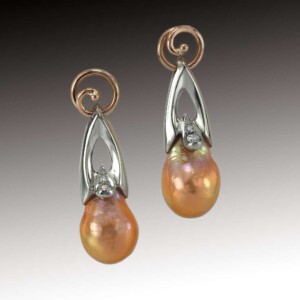Electric Peach Pearl Swirl Earrings