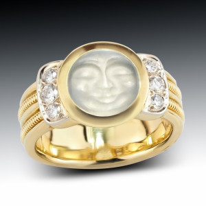Moonstone Face Double Coil Ring 19 Moonstone Face Triple Coil Ring