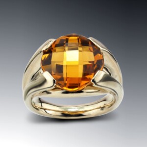 Cushion Cut Honey Citrine Ring