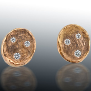 Rose Gold Textured Diamond Earrings