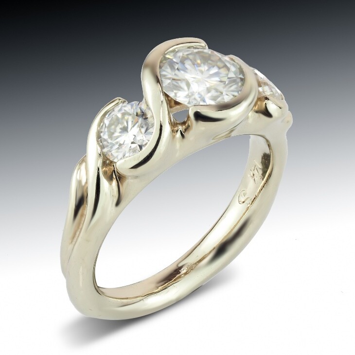 Triple Stone S Bezel Enagement Ring 2 Triple Stone S Bezel Engagement Ring