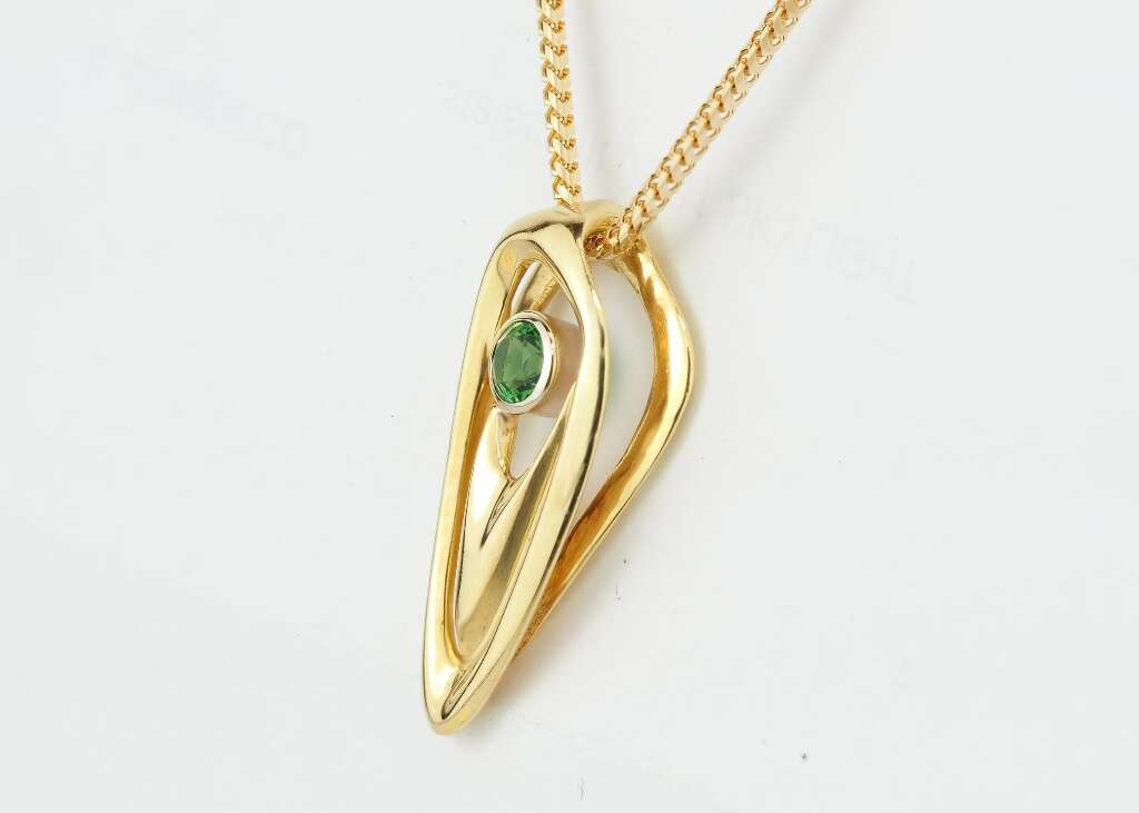 Tsavorite Garnet Guitar Pick Pendant 2 Tsavorite Garnet Guitar Pick Pendant-2