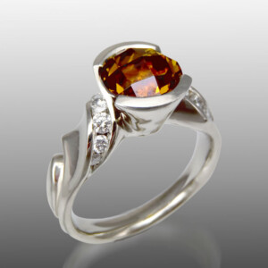 Twisted White Gold Mali Garnet Ring
