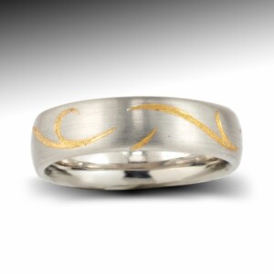 Wide Palladium Gold Inlay Band