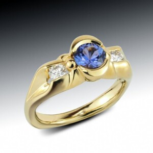Tanzanite And Diamond Sculpted Ring