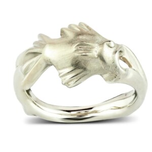 White Gold Fish Ring 9 White Gold Fish Ring Alt