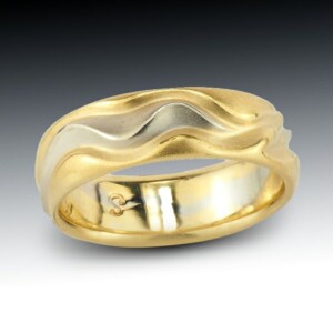 Two Tone Carved Wave Band 15 Two Tone Carved Wave Band