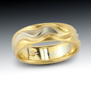 Two Tone Wavy Carved Band 19 Two Tone Wavy Carved Band