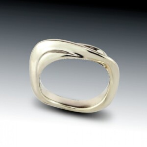 White Gold Folded Stacking Ring 5 White Gold Folded Stacking Ring