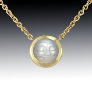 Moonstone Yellow Gold Bezel Necklace 12 Moonstone Yellow Gold Bezel Necklace