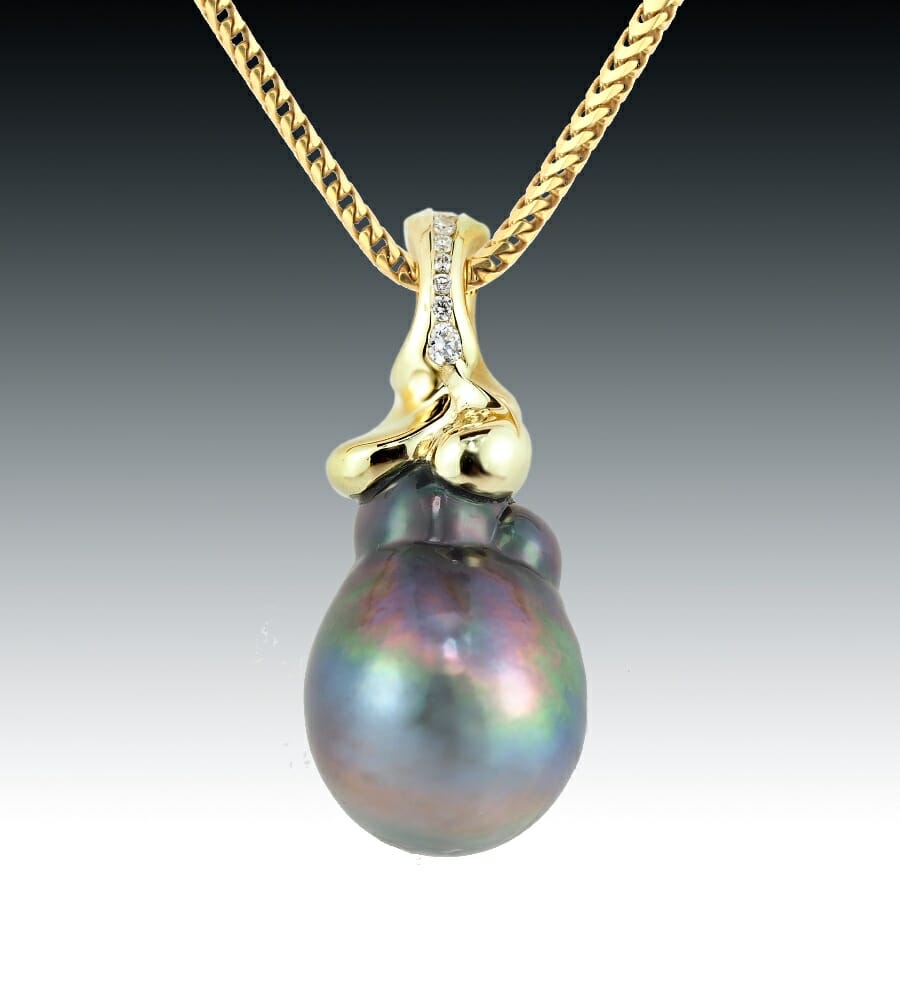 Pearl Ice Cream Pendant 1 Gold And Diamond Pearl Ice Cream Pendant