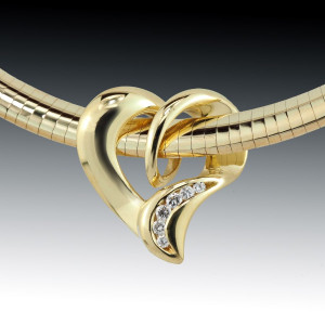 Gold Diamond Heart Slide Pendant 12 18K Gold Diamond Heart Slide Pendant