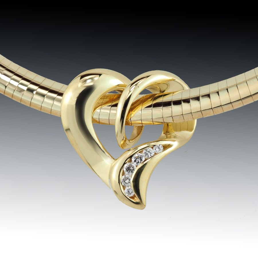 Gold Diamond Heart Slide Pendant 1 18K Gold Diamond Heart Slide Pendant