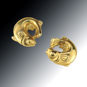 18K Gold Fish Earrings