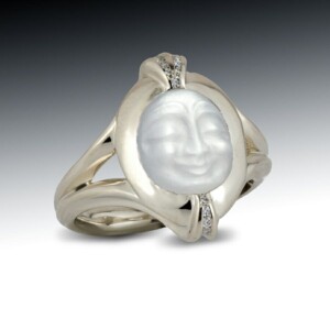 Proud Carved Moonstone And Diamond Ring 11 Proud Carved Moonstone And Diamond Ring