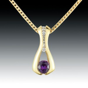 Purple Sapphire Wishbone Pendant