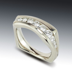 White Gold Split Channel Diamond Band 11 White Gold Split Channel Diamond Band