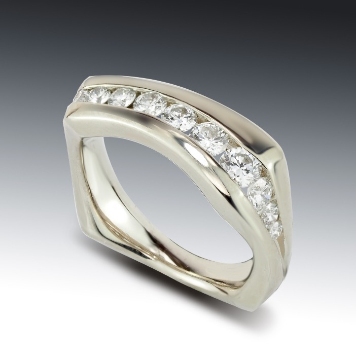 White Gold Split Channel Diamond Band 1 White Gold Split Channel Diamond Band