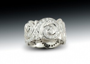 Wide Diamond Platinum Swirl Band
