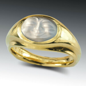 Wide Oval Carved Moonstone Ring 10 Wide Oval Carved Moonstone Ring