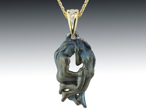 Steel Yellow Gold Dancing Couple Pendant