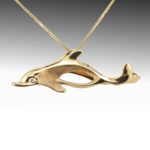 Gold And Diamond Dolphin Pendant