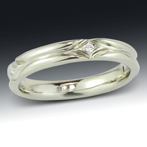 Carved Rhombus Band With Diamonds 21 Carved Rhombus Band With Diamonds