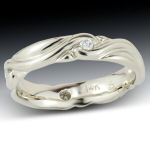 Carved Swirl Band With Diamonds 7 Carved Swirl Band With Diamonds
