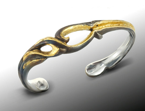 Blackened Steel and 24K Swirl Cuff