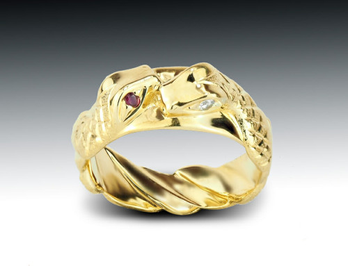 Ruby Diamond Eye Snakes Ring