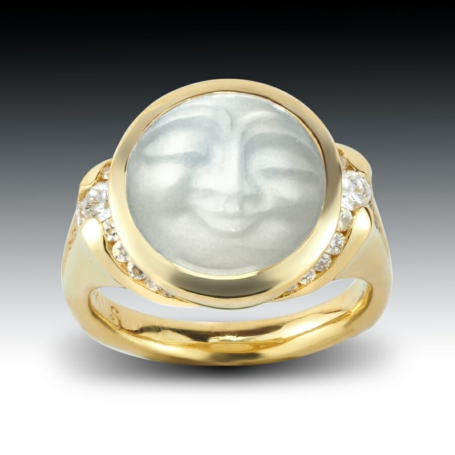 Sculpted Moonstone Diamond Channel Ring 1 Sculpted Moonstone Diamond Channel Ring-3