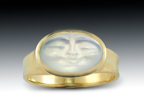Wide Carved Moonstone Bezel Ring