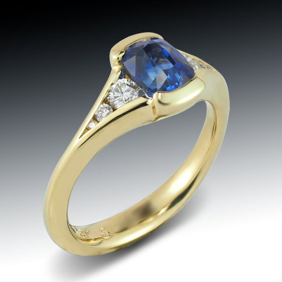 Cushion Blue Sapphire Ring 1 Blue Cushion Sapphire Ring