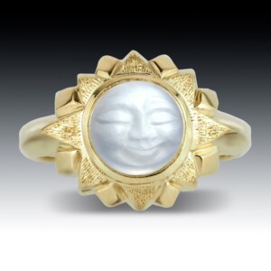 Carved Moonstone Eclipse Ring 7 Carved Moonstone Eclipse Ring