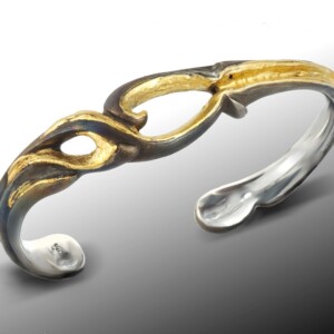 Steel And 22K Gold Loop Cuff Bracelet 1 Steel And 22K Gold Loop Cuff Bracelet