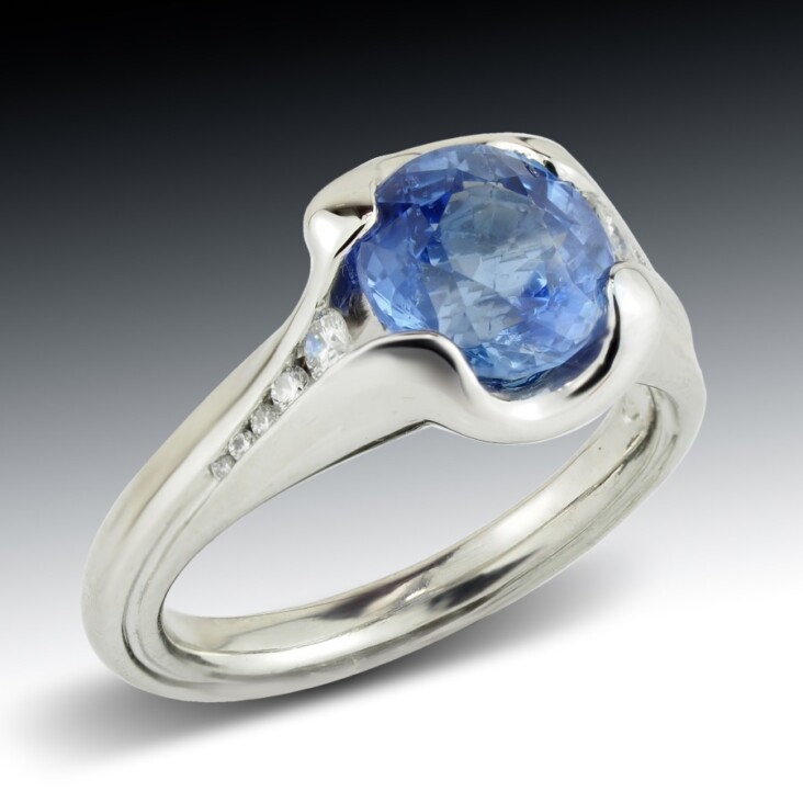 Cornflower Blue Sapphire And Diamond Ring 1 Cornflower Blue Sapphire And Diamond Ring-2