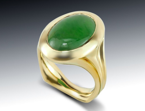 Jadeite Cabochon 18K Ring