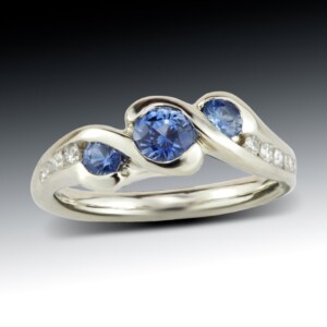 Triple Sapphire Bypass Ring With Diamonds 17 Triple Sapphire Bypass Ring With Diamonds