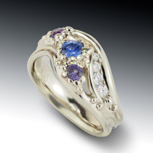 Granulated Sapphire Wave Ring 16 Granulated Sapphire Wave Ring-2