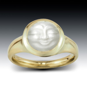 Yellow Gold Carved Moonstone Bezel Ring 3 Yellow Gold Carved Moonstone Bezel Ring