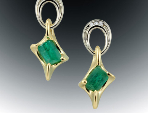 Emerald Raw Crystal Earrings