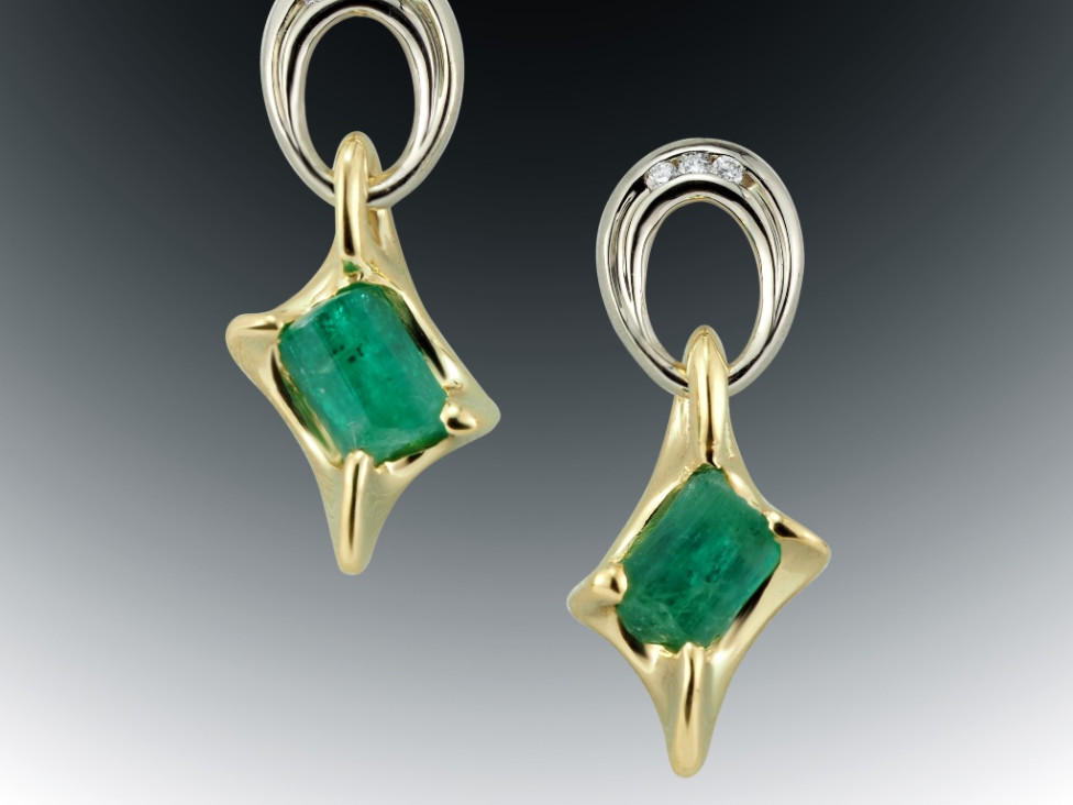 Emerald Raw Crystal Earrings