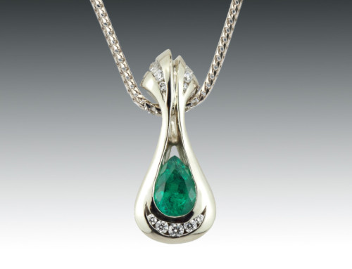 Emerald and Diamond Drop Pendant