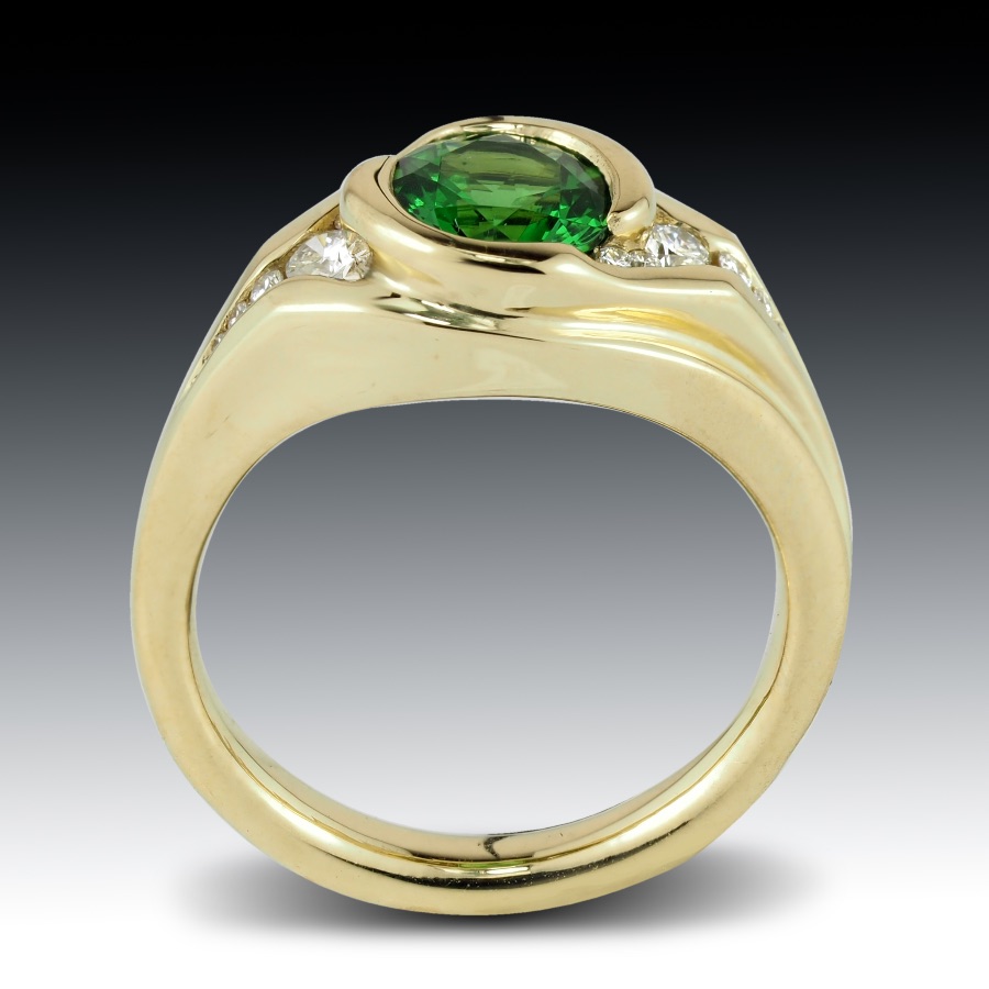 Tsavorite And Diamond Ring 2 Tsavorite Bypass Ring
